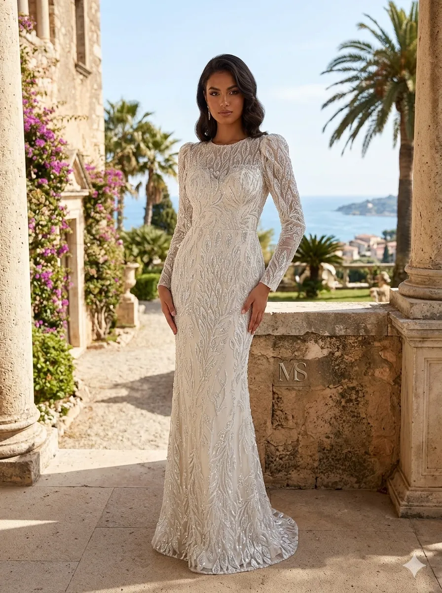 Nude soirée gown