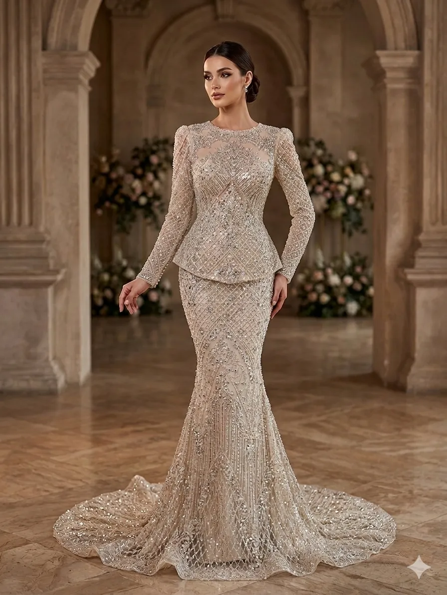 Nude soirée gown