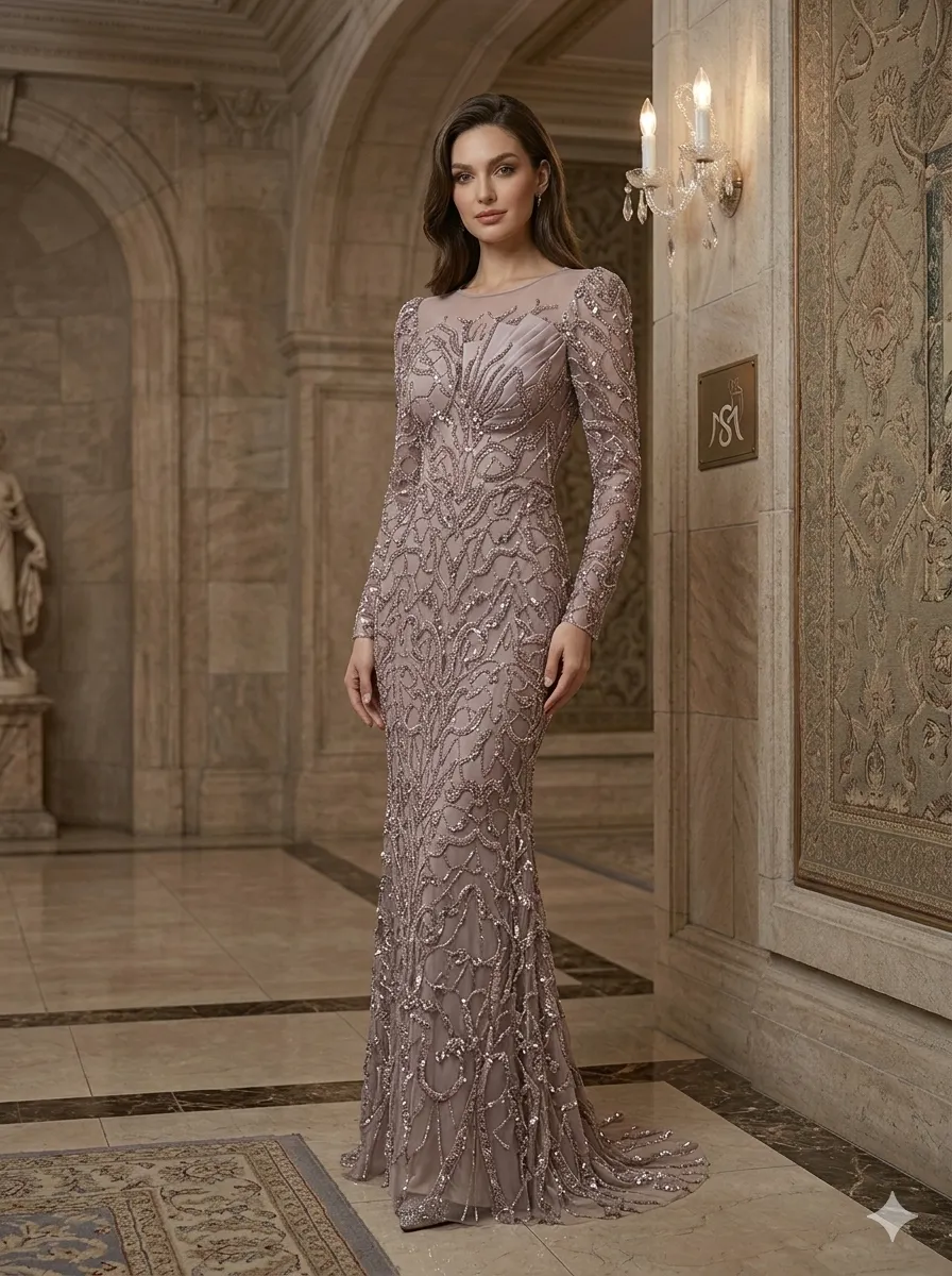Nude soirée gown
