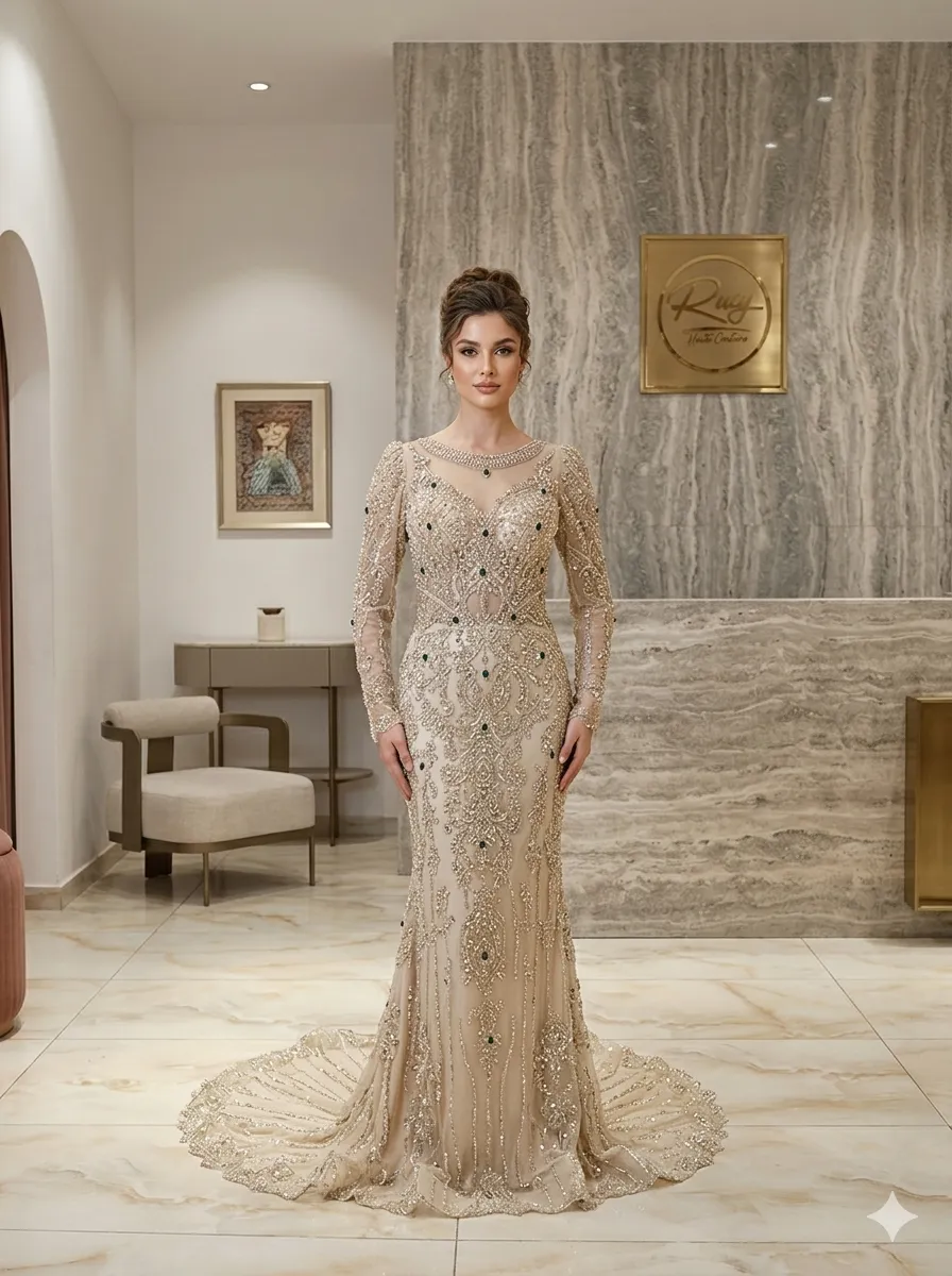 Beige soirée gown