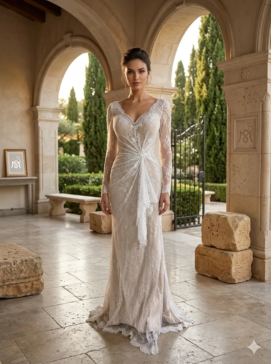 Nude soirée gown
