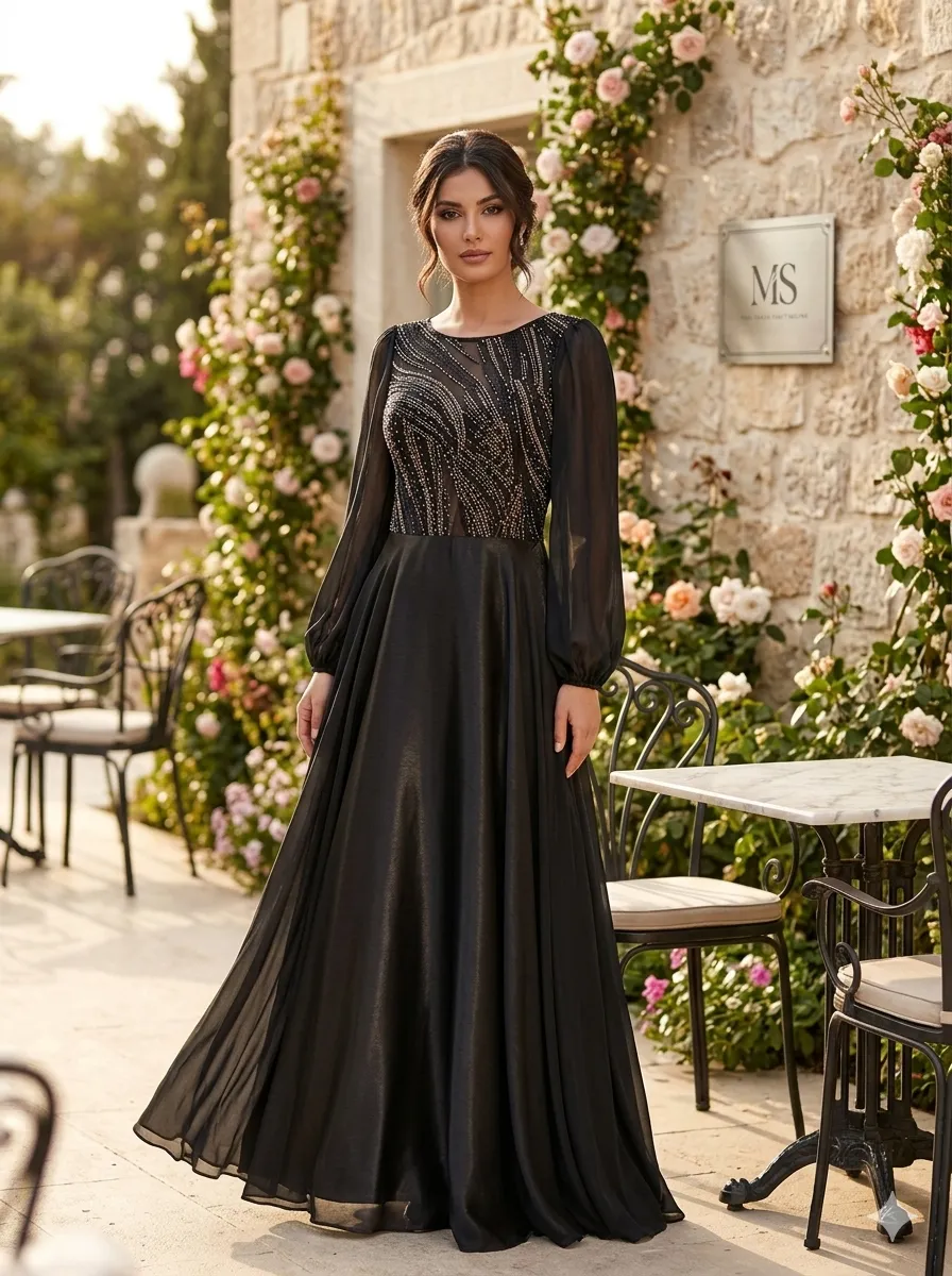 Black soirée gown