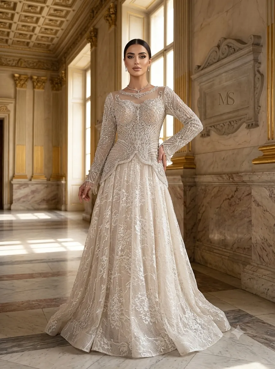 Nude soirée gown