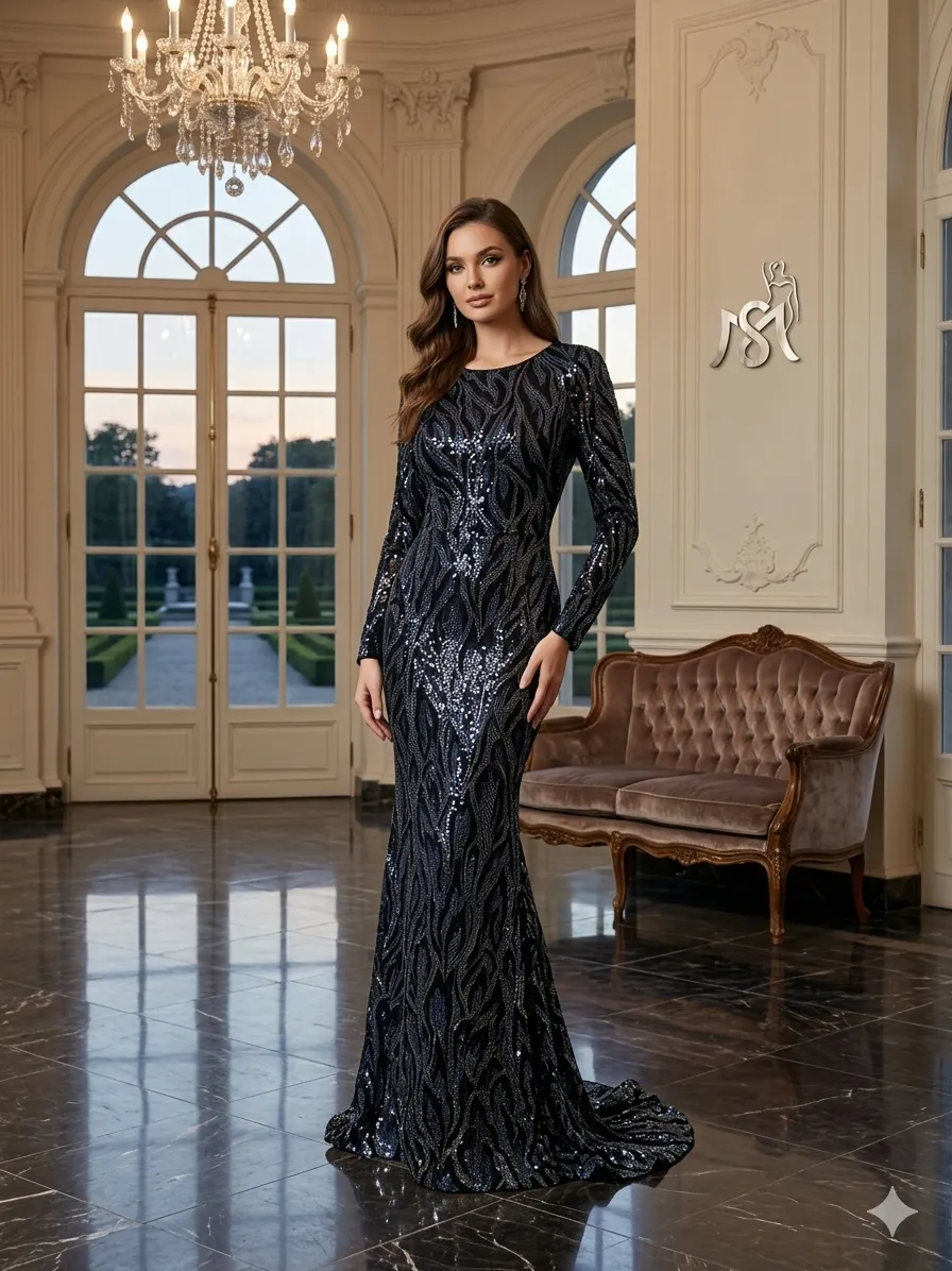 Black soirée gown