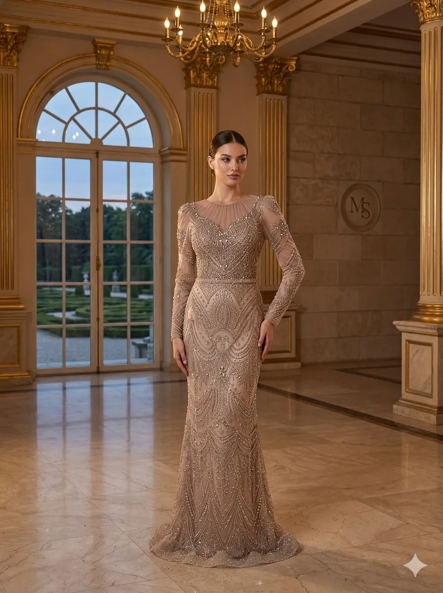 Grey soirée gown