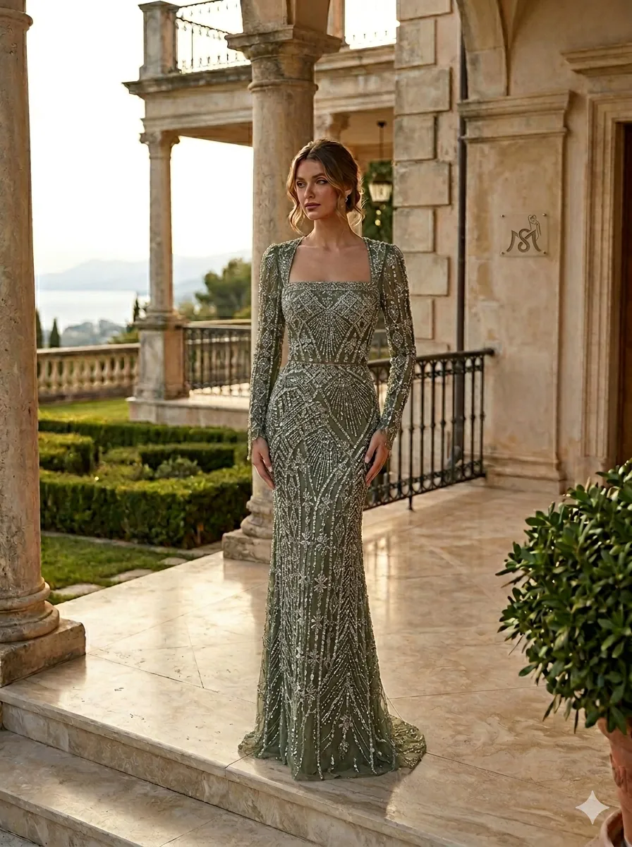 Grey soirée gown