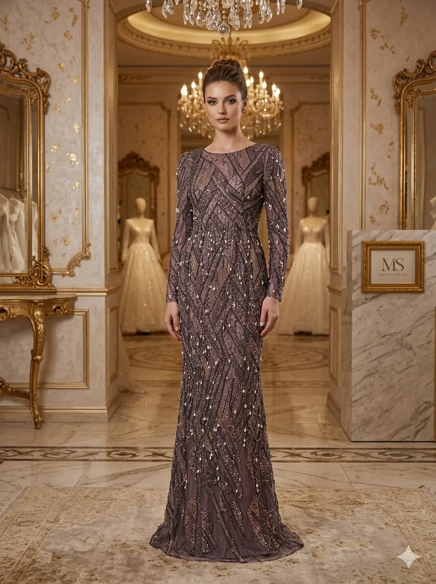 Grey soirée gown