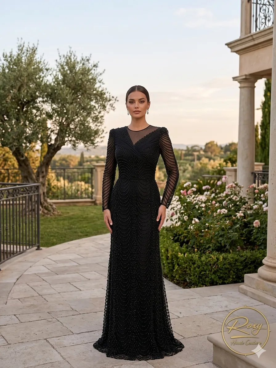 Black soirée gown