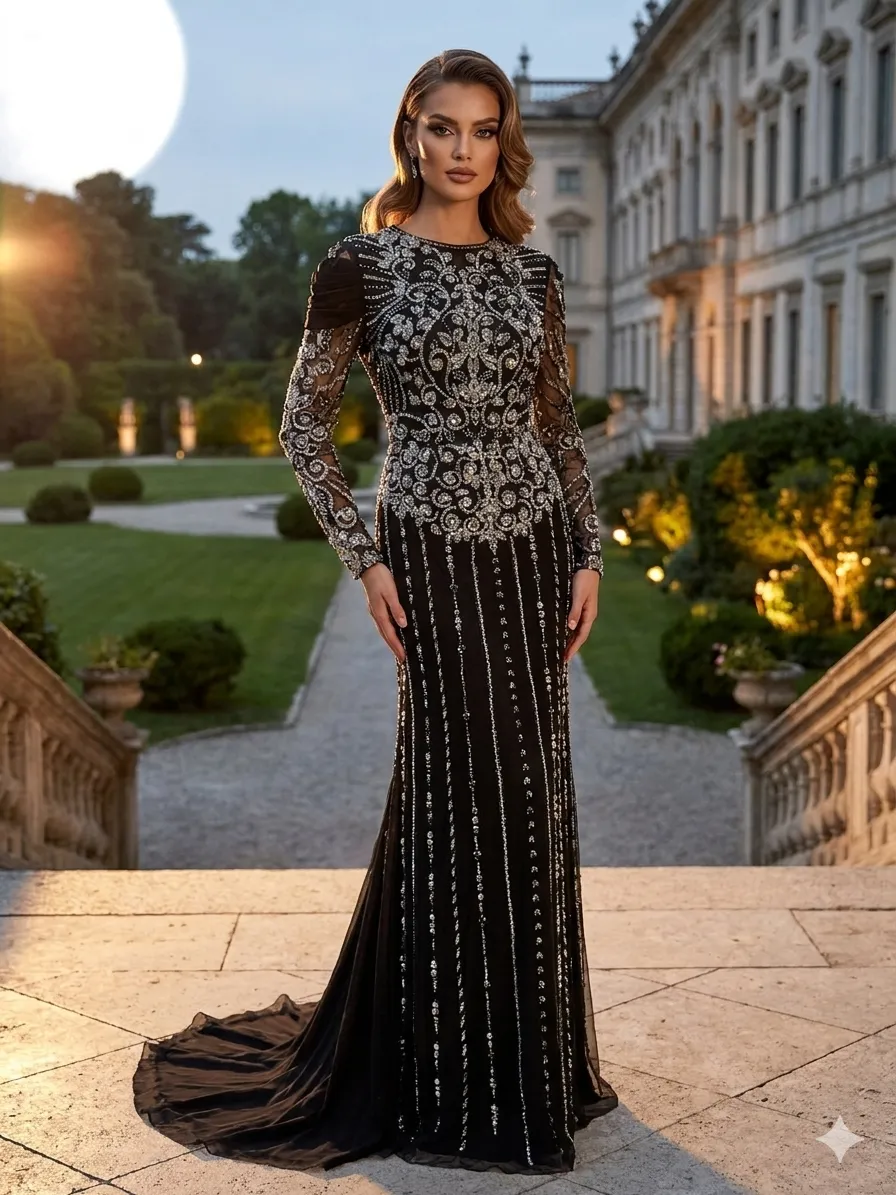 Black soirée gown