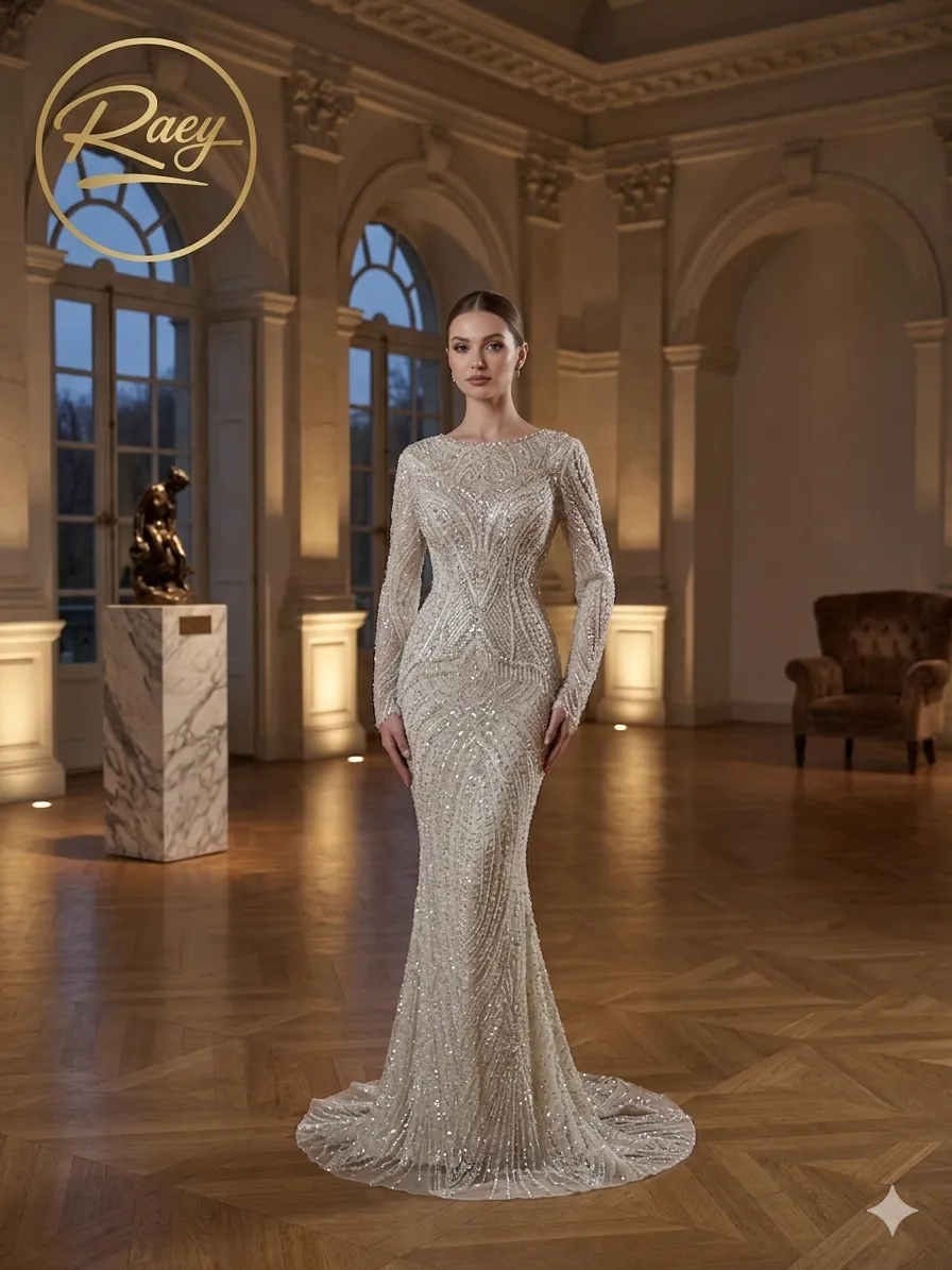 Silver soirée gown