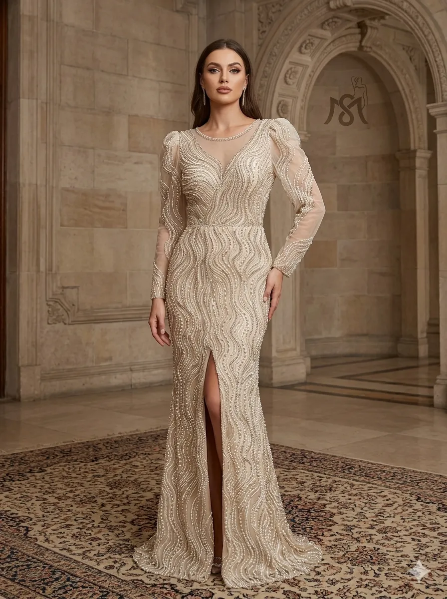 Beige soirée gown