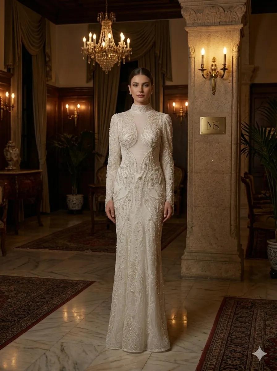 Champagne wedding gown
