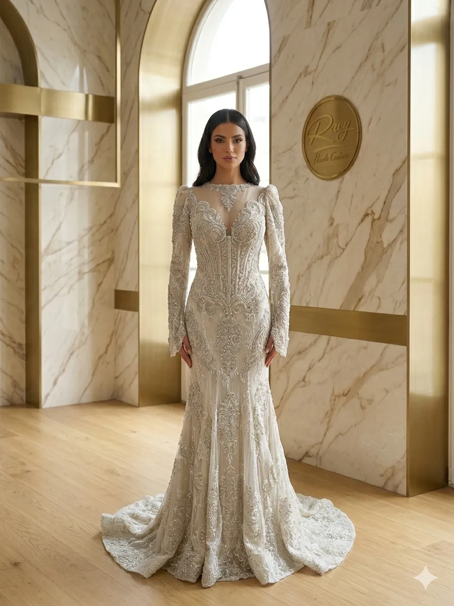 Nude soirée gown