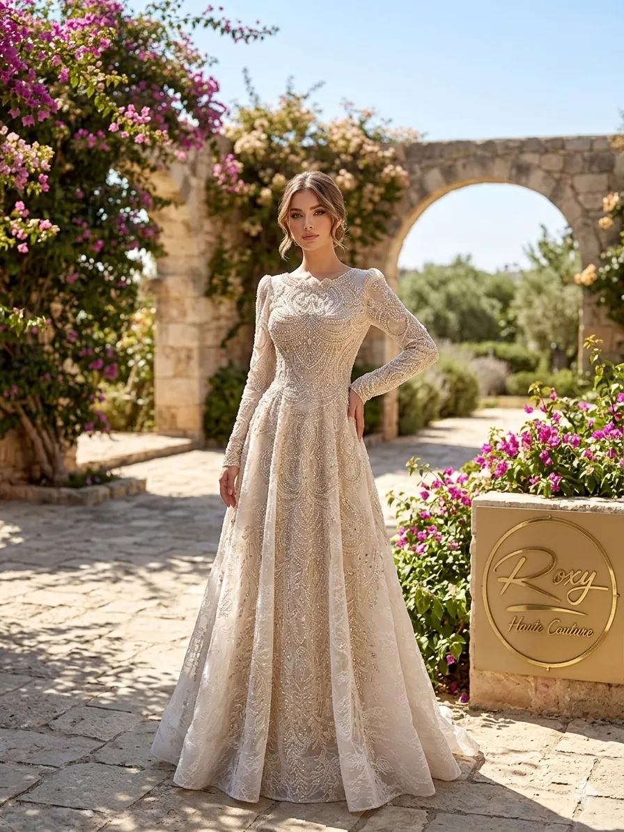 Nude soirée gown
