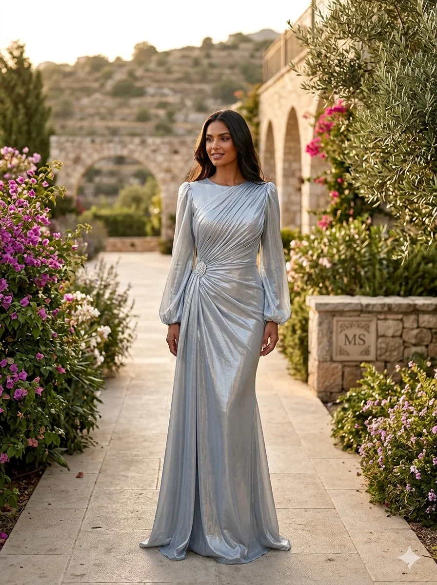 Grey soirée gown