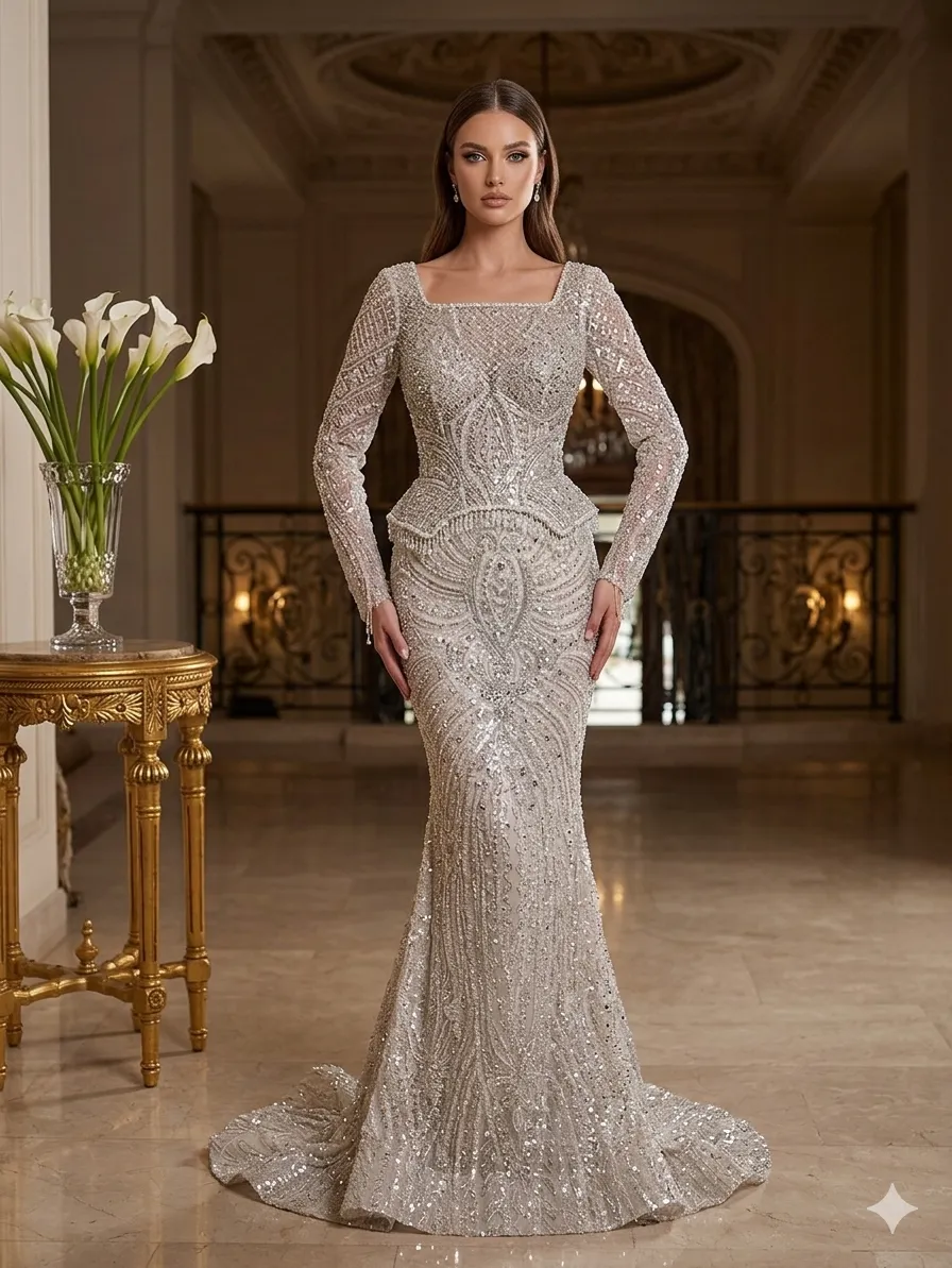 Brown soirée gown