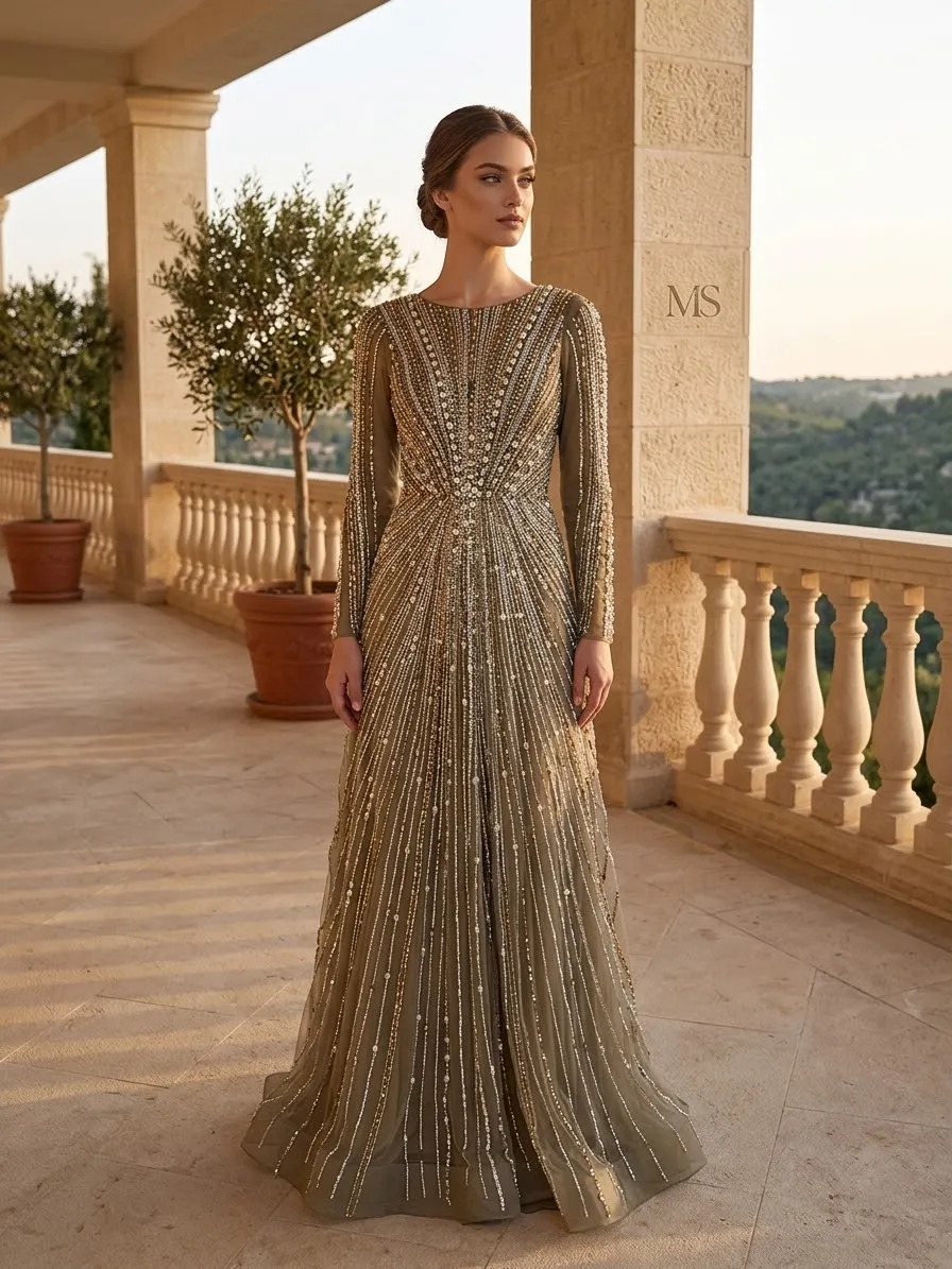 Brown soirée gown