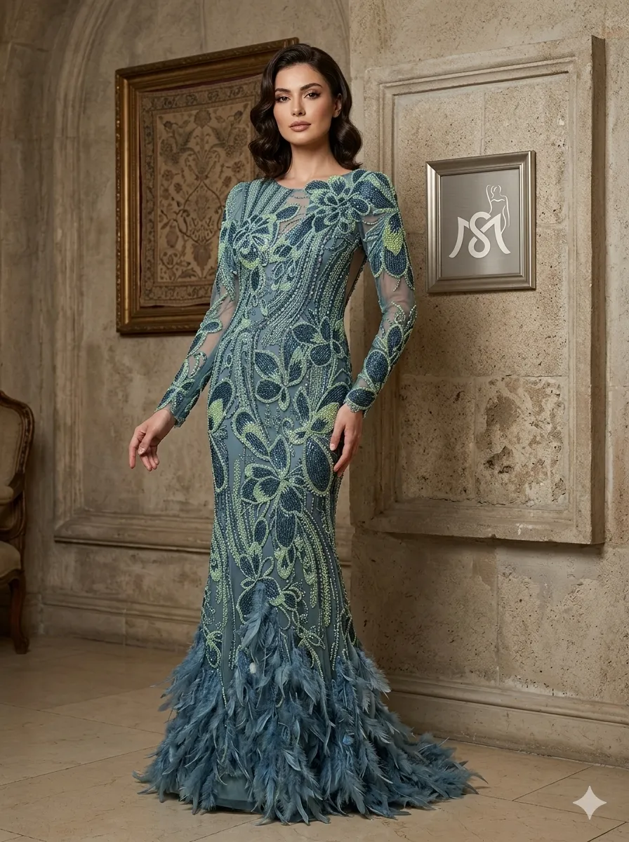 Grey soirée gown
