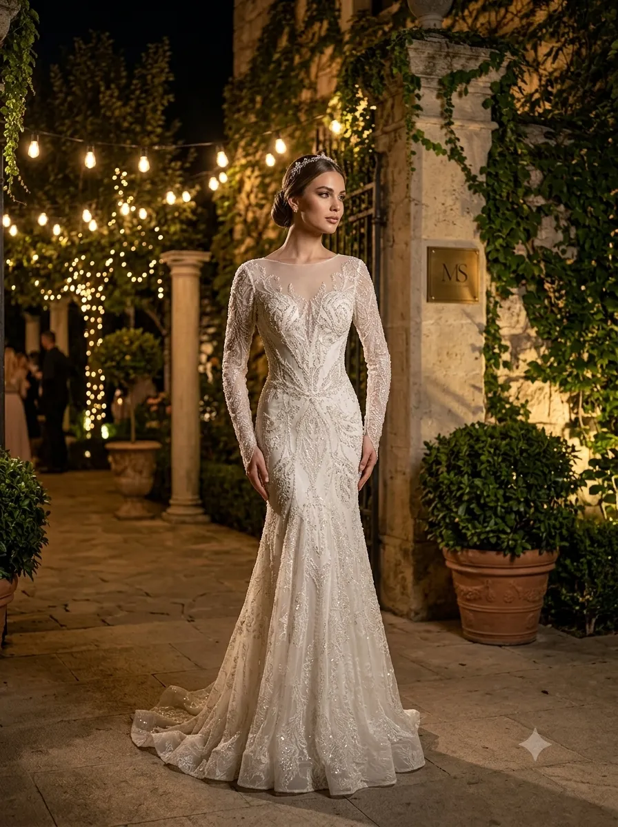 Nude wedding gown