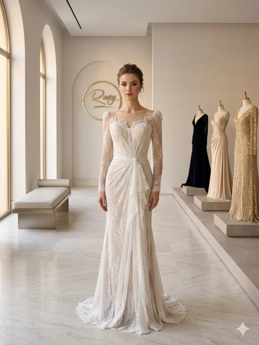 White soirée gown