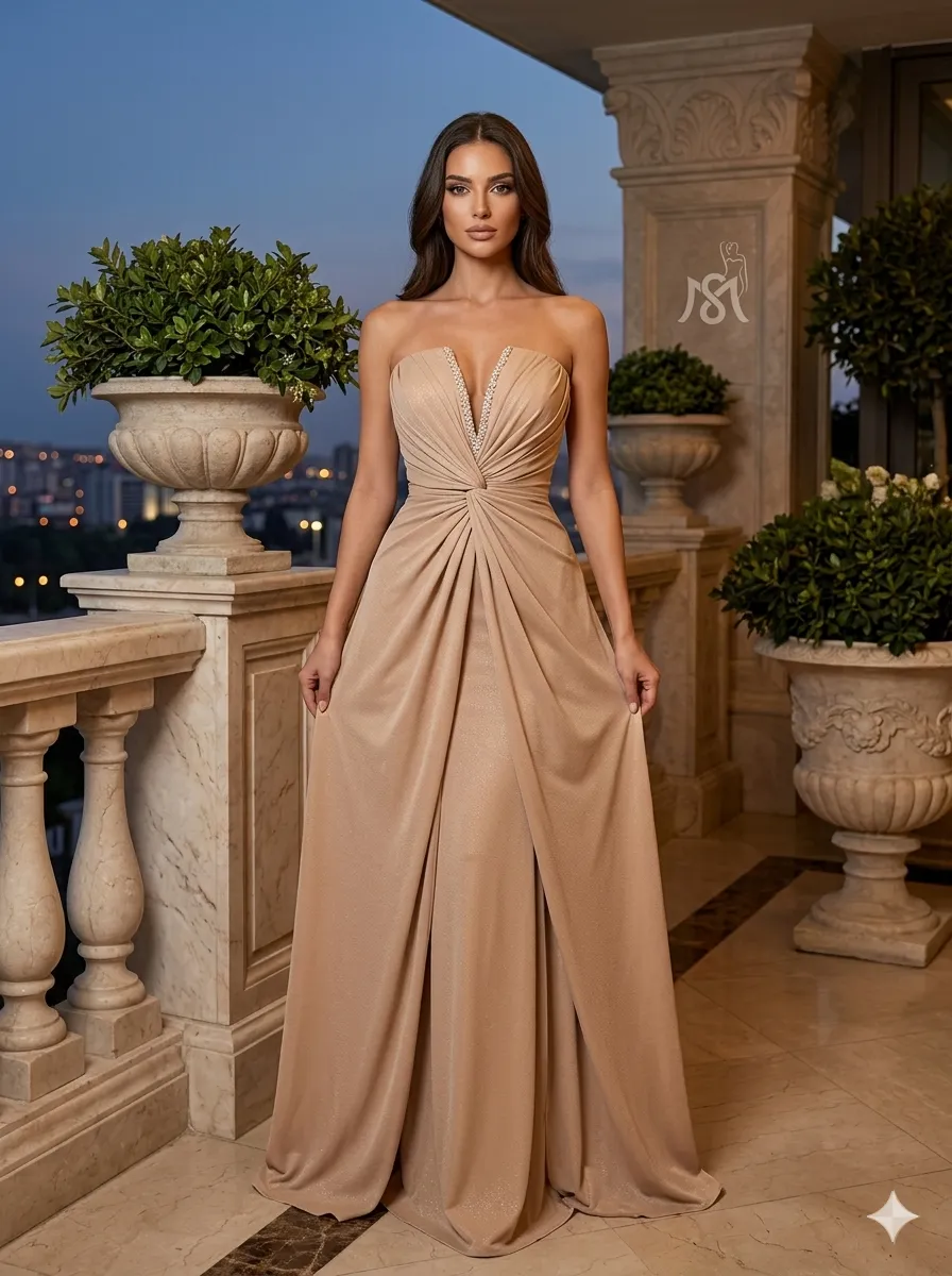 Nude soirée gown