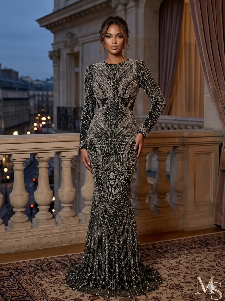 Black soirée gown