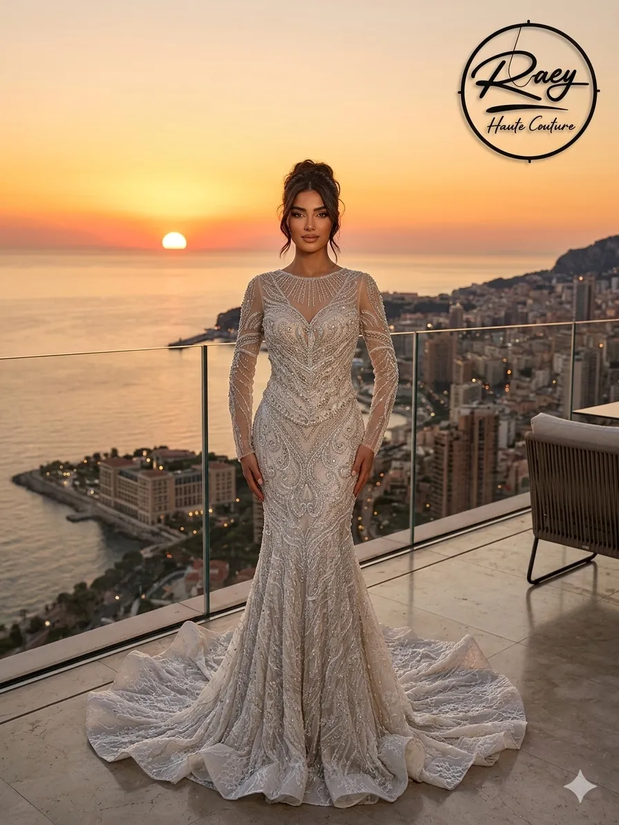 Nude soirée gown