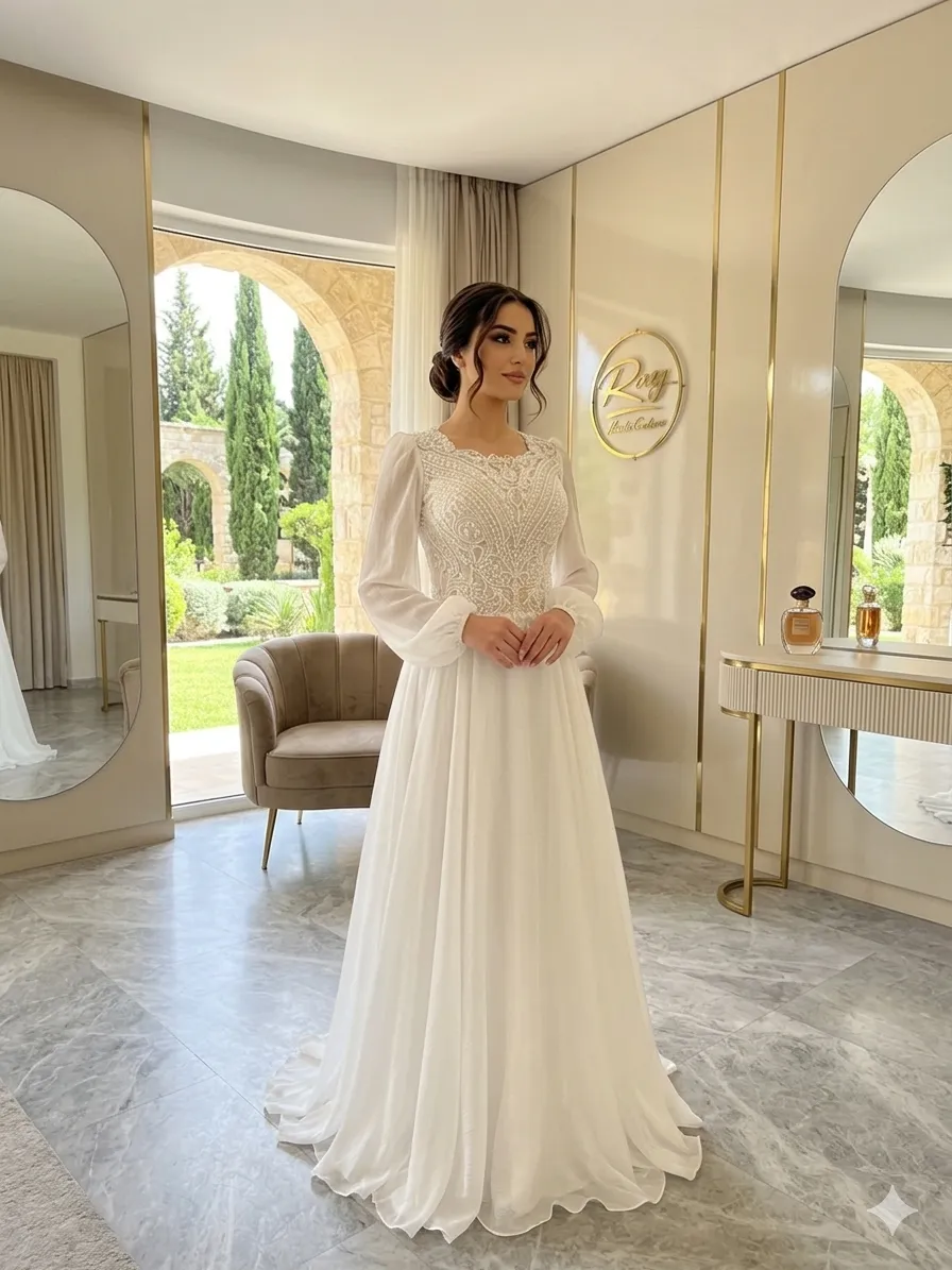 White soirée gown