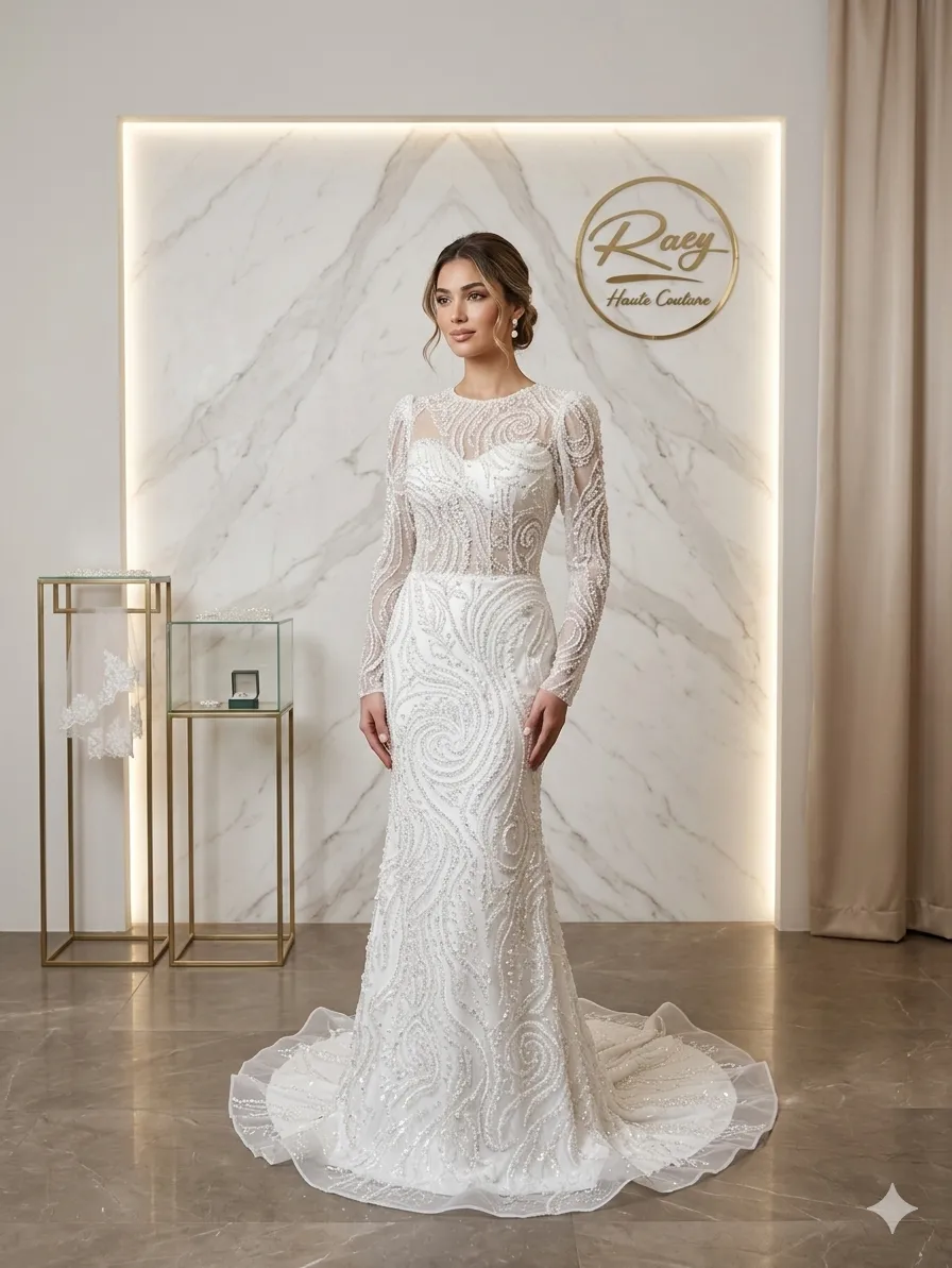 Silver soirée gown