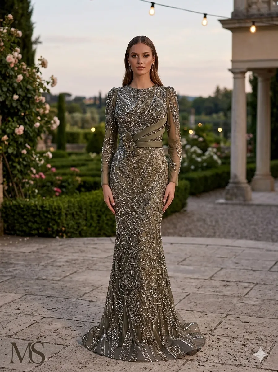 Grey soirée gown