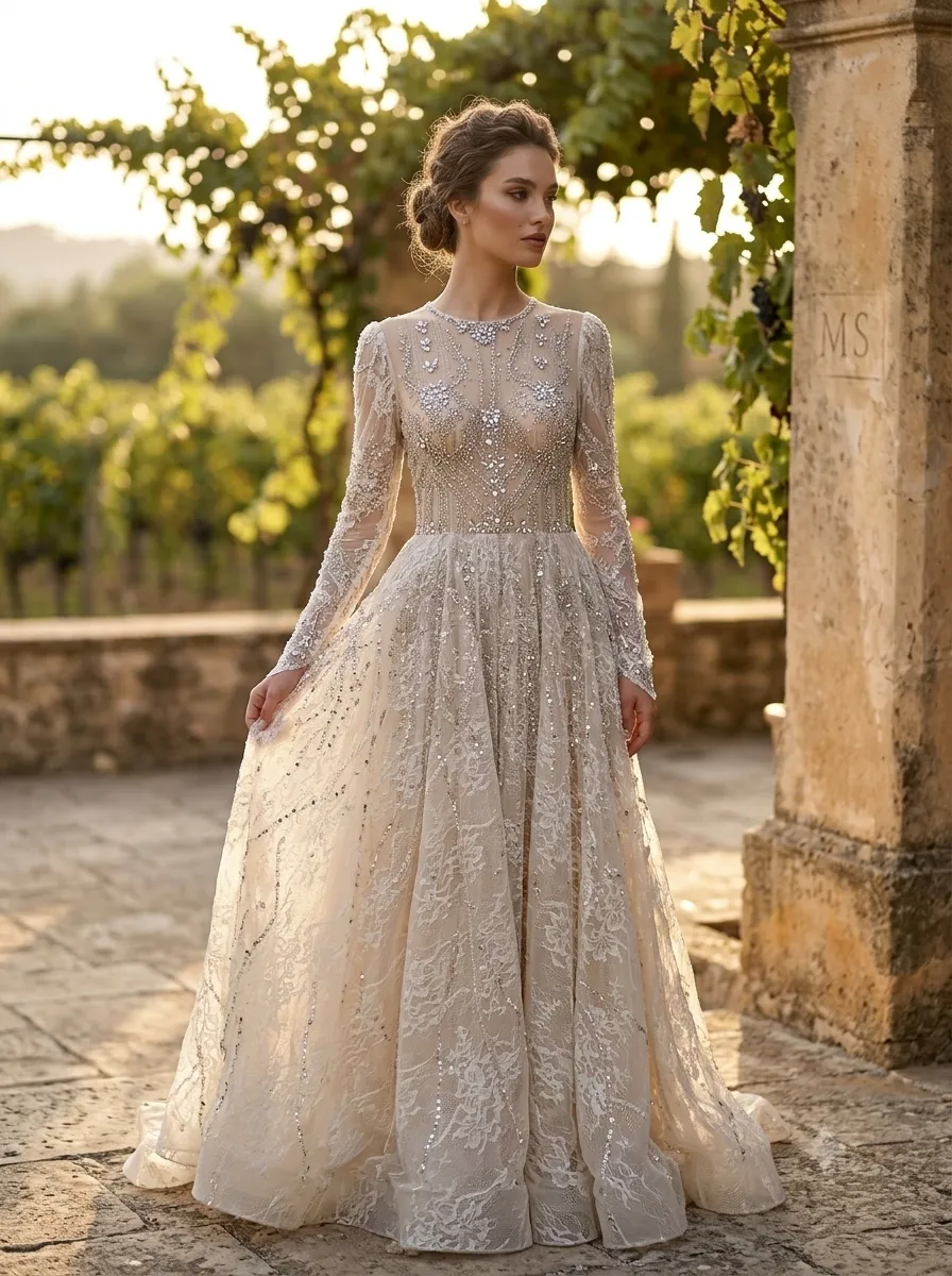 Silver soirée gown