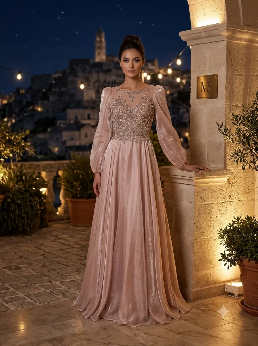 Nude soirée gown