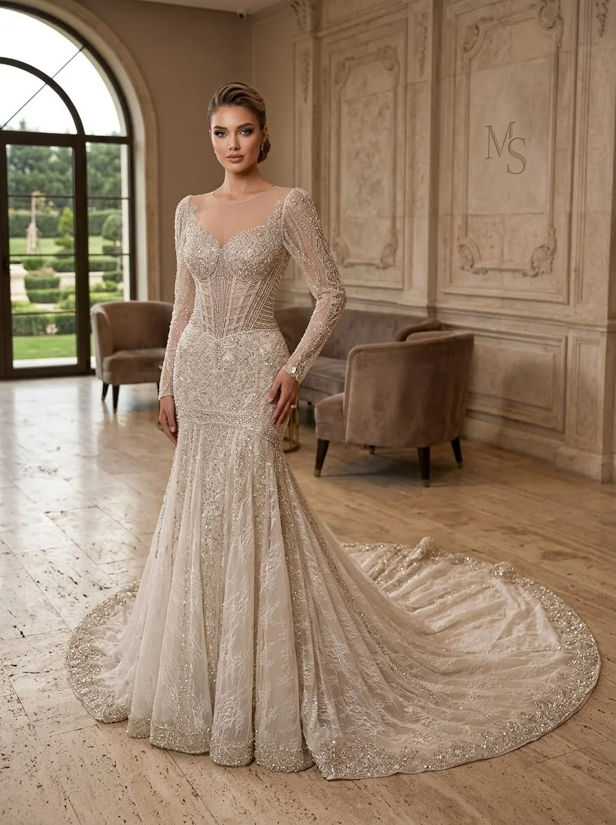 Nude soirée gown