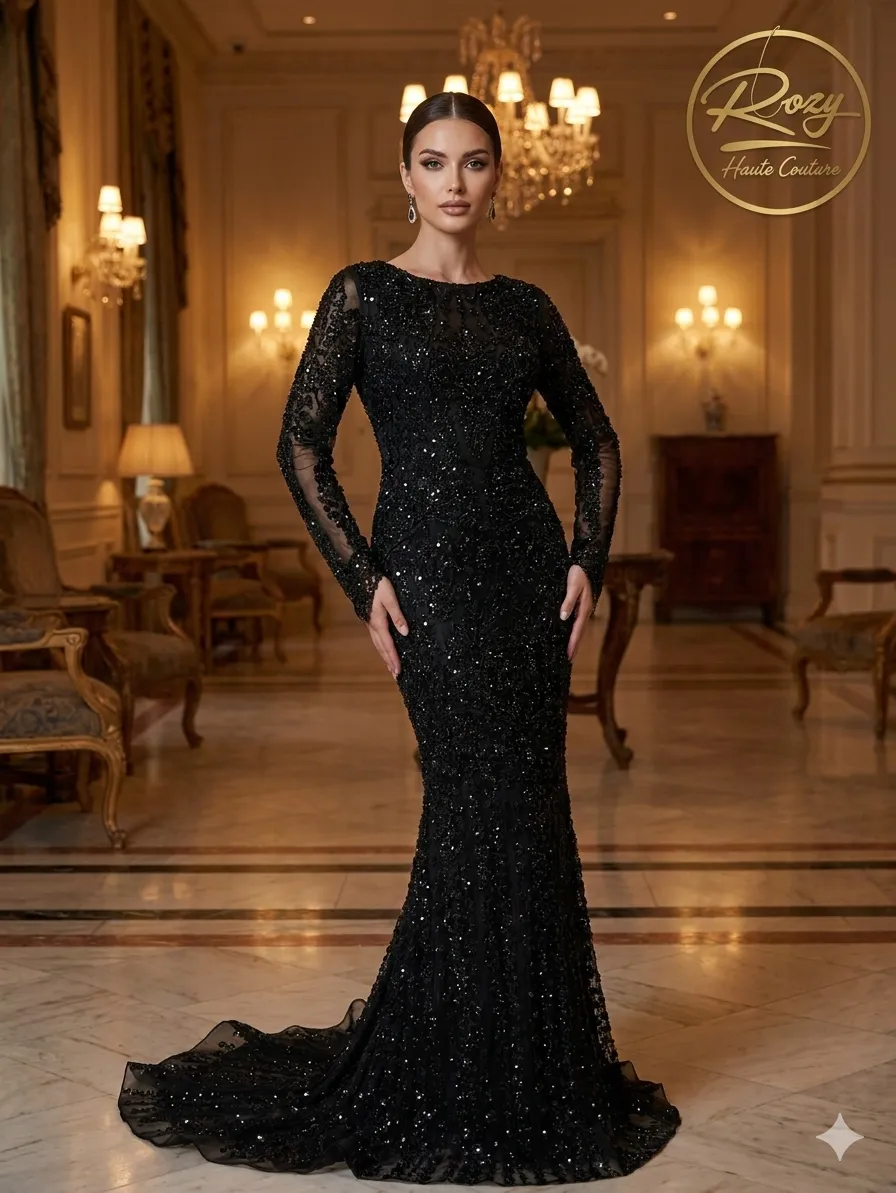 Black soirée gown