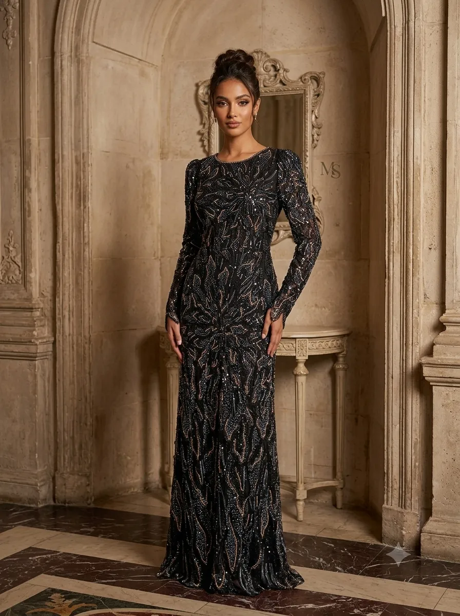 Black soirée gown