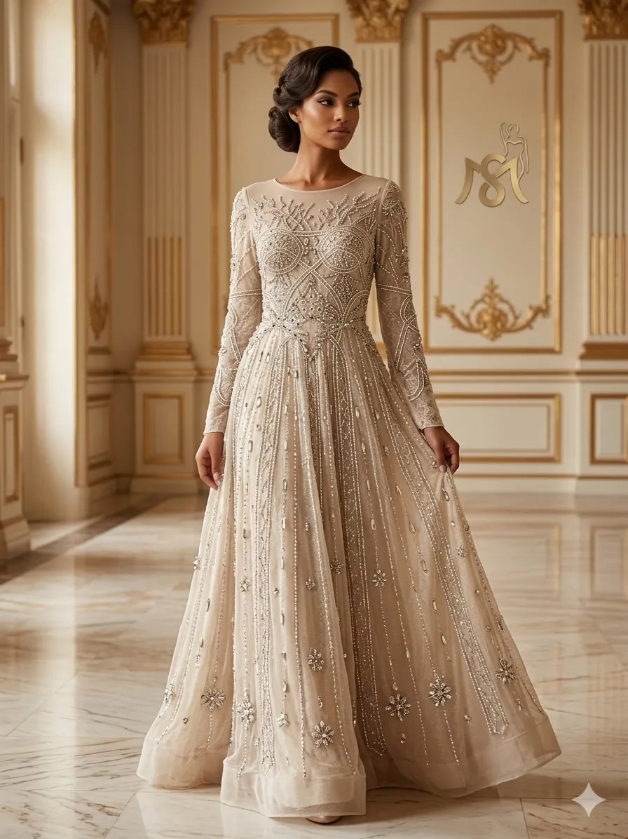 Brown soirée gown