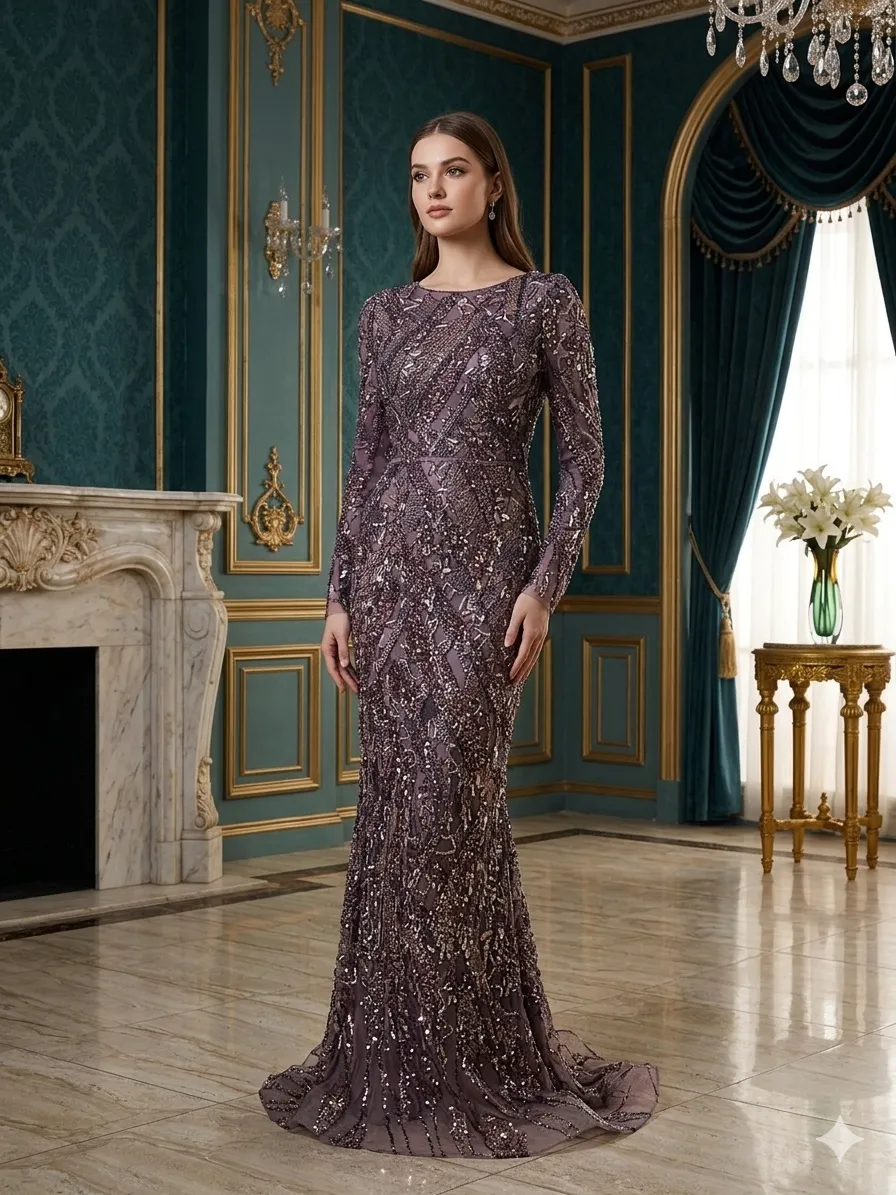 Grey soirée gown