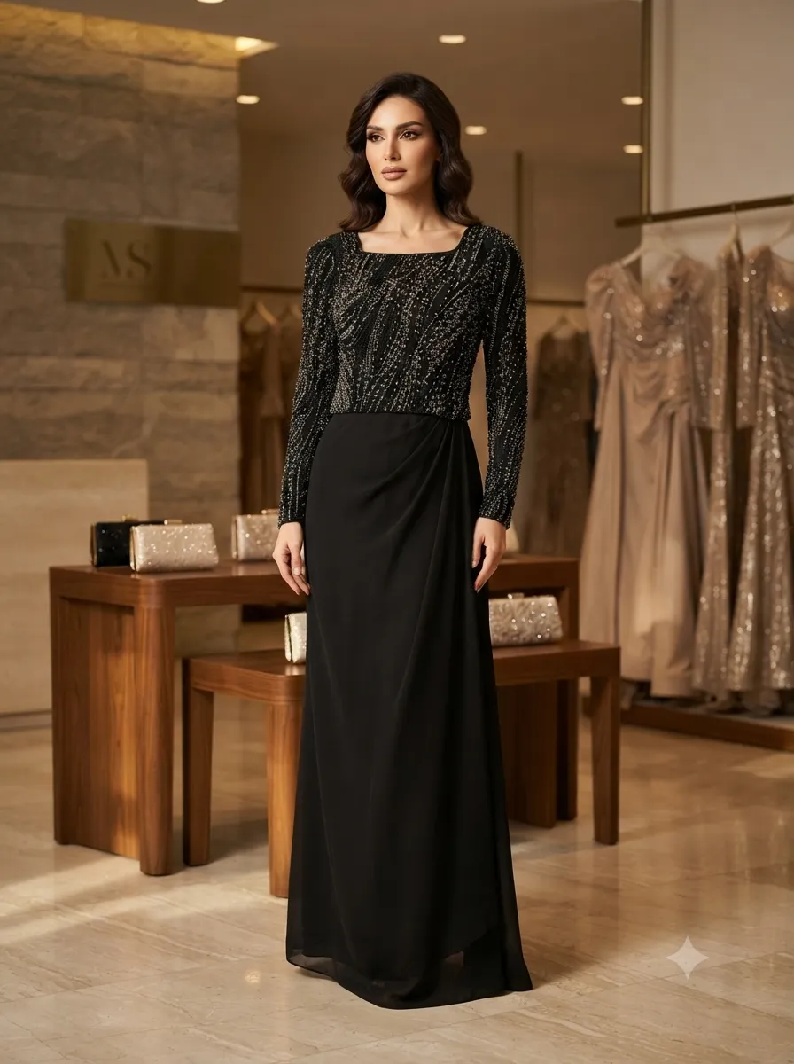 Black soirée gown