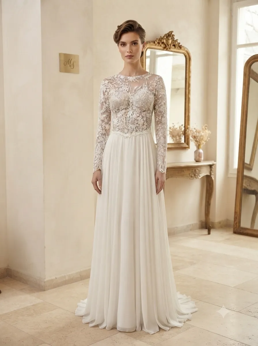 Beige soirée gown