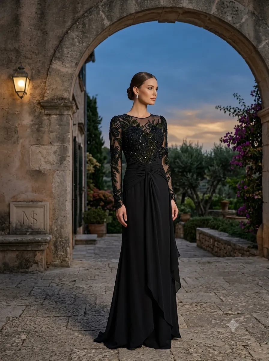 Black soirée gown