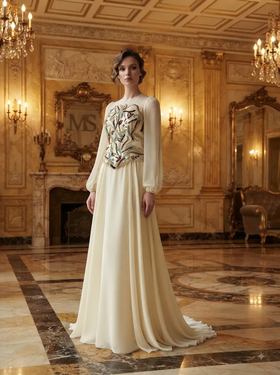 Ivory soirée gown