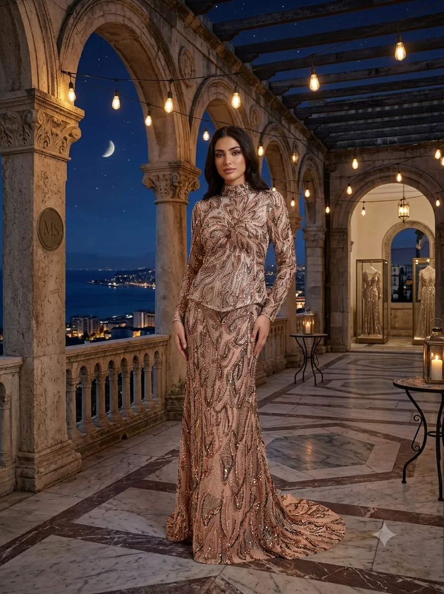 Brown soirée gown