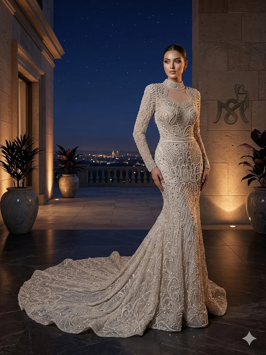 Silver soirée gown