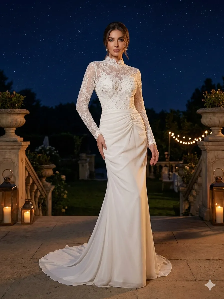 Silver soirée gown