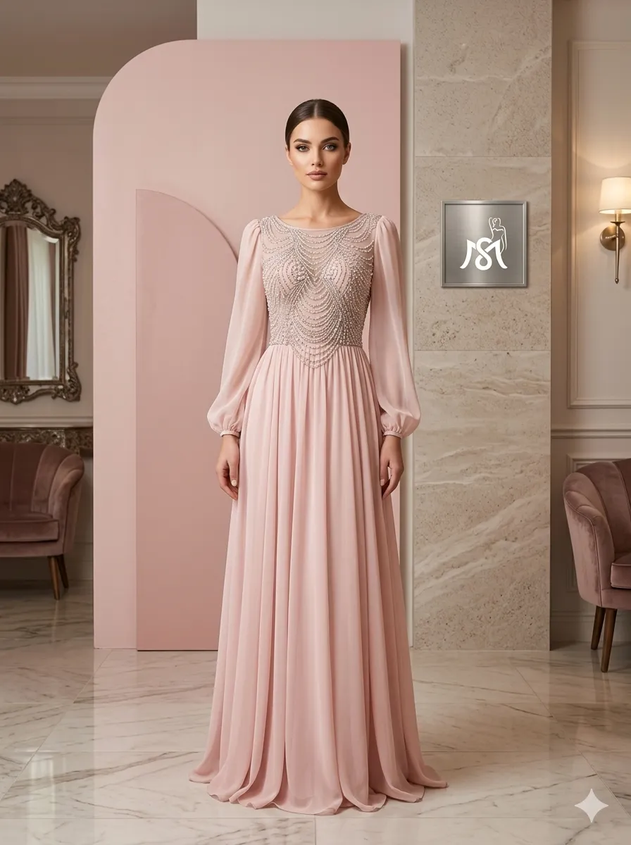Nude soirée gown