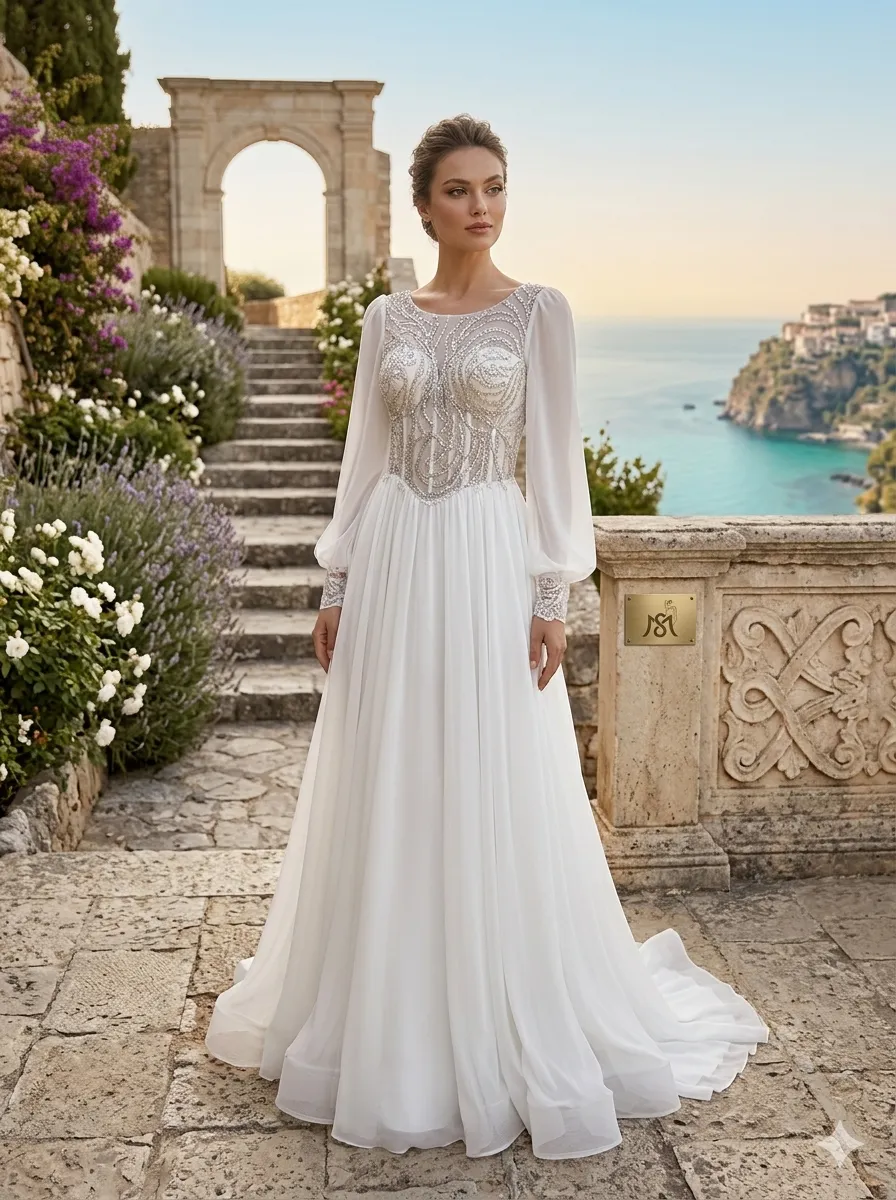 Silver soirée gown