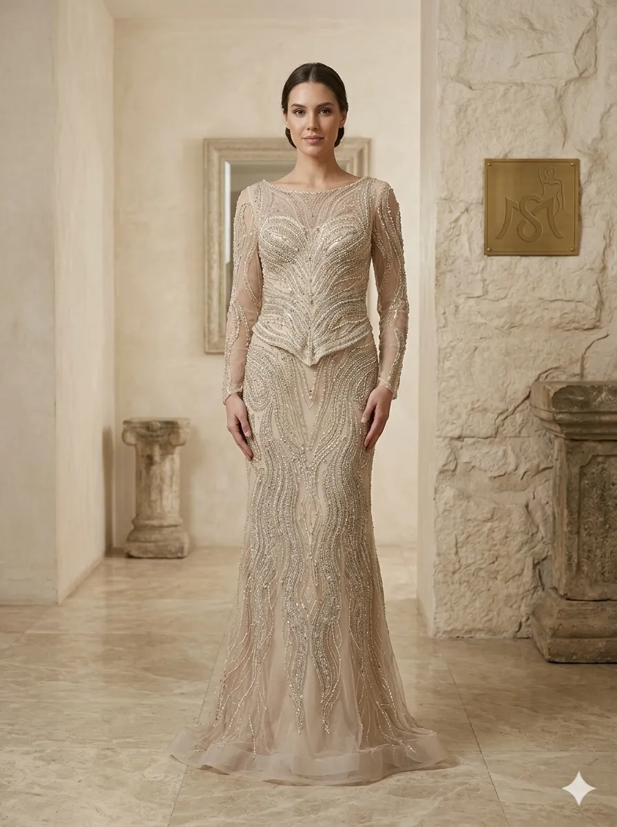 Beige soirée gown