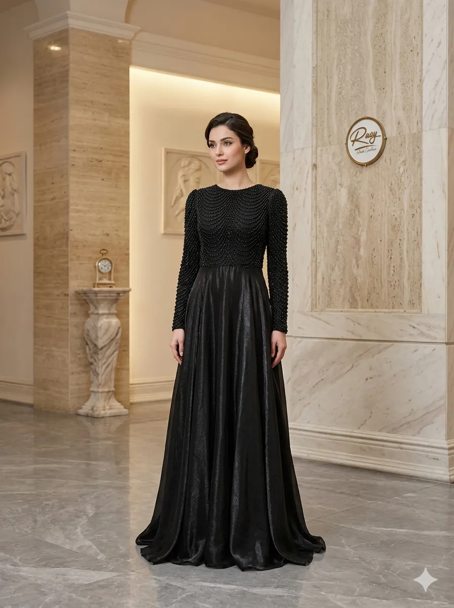 Black soirée gown