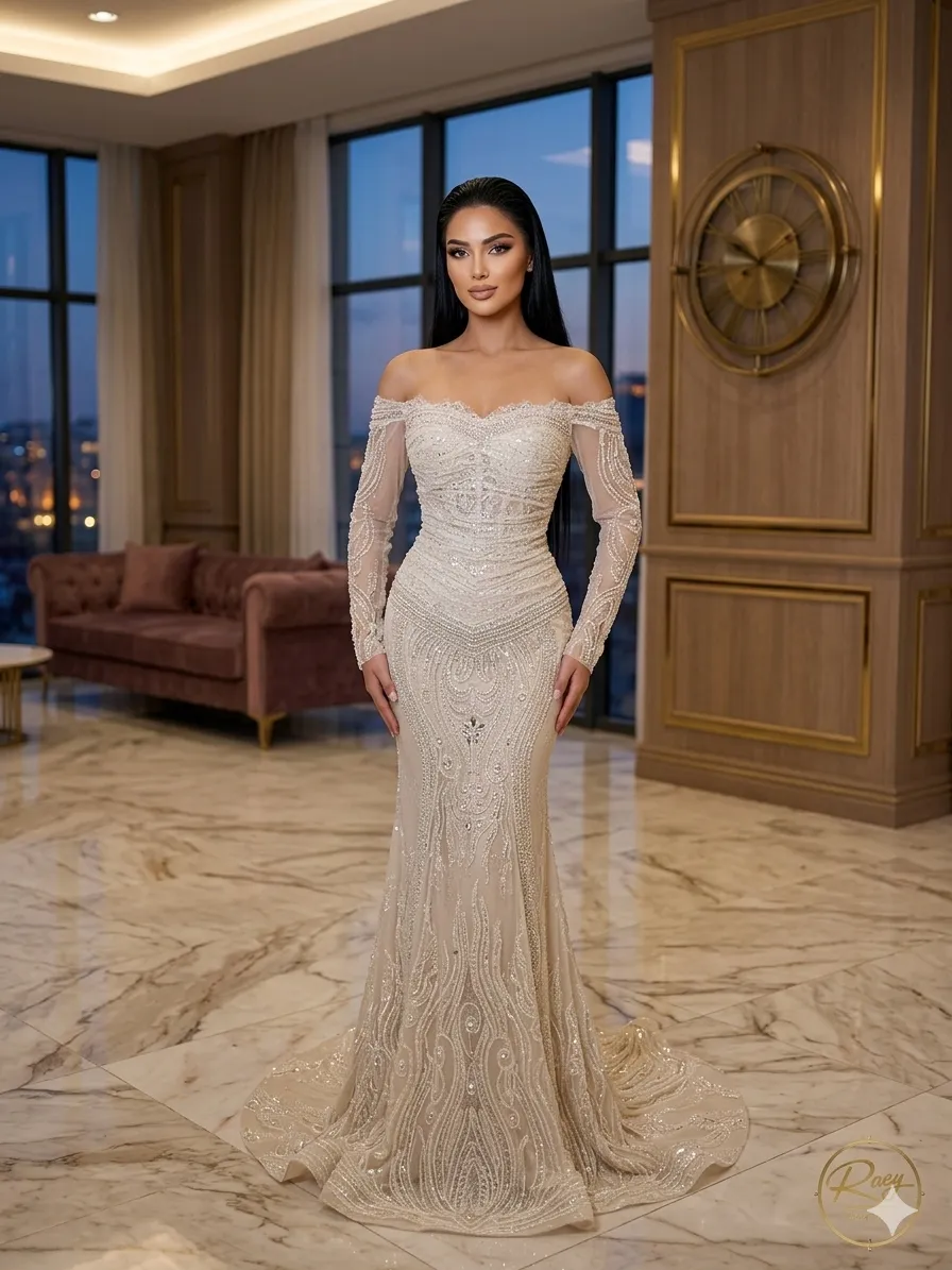 Silver soirée gown