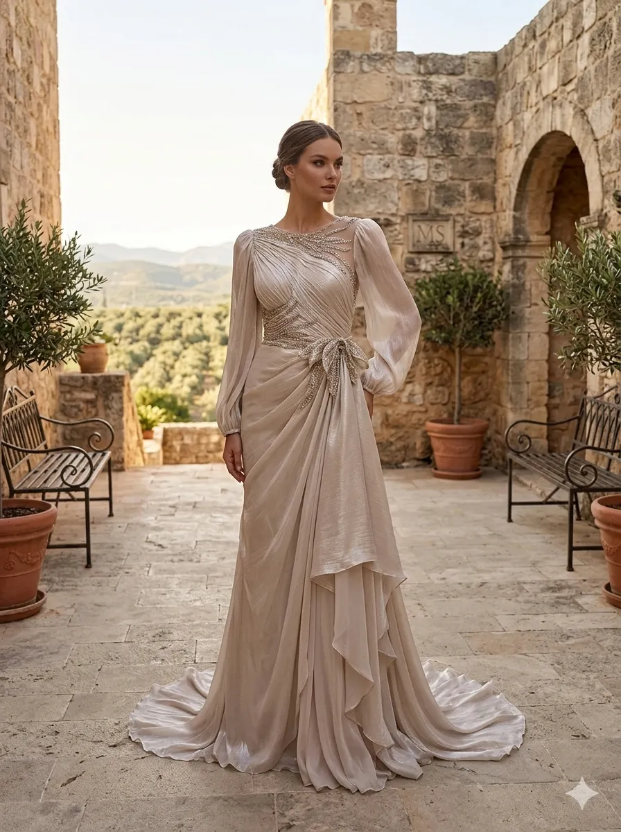 Beige soirée gown